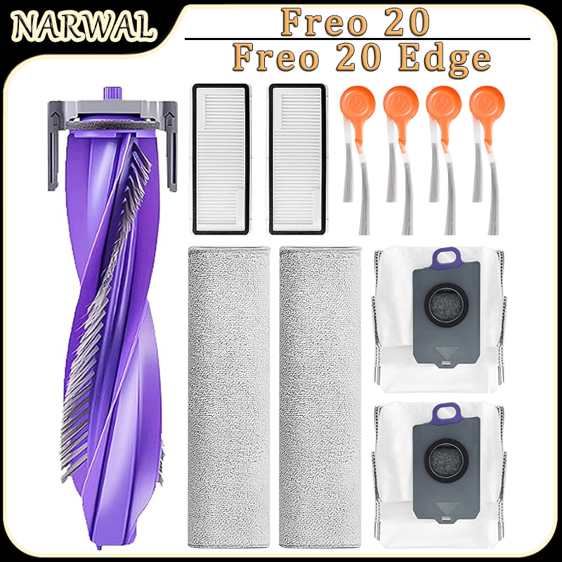 Robot Track - NARWAL Freo 20/Freo 20 Edge ロボット掃除機用アクセサリー：メインブラシ、サイドブラシ、モップクロス、HEPAフィルター、ダストバッグ、交換部品