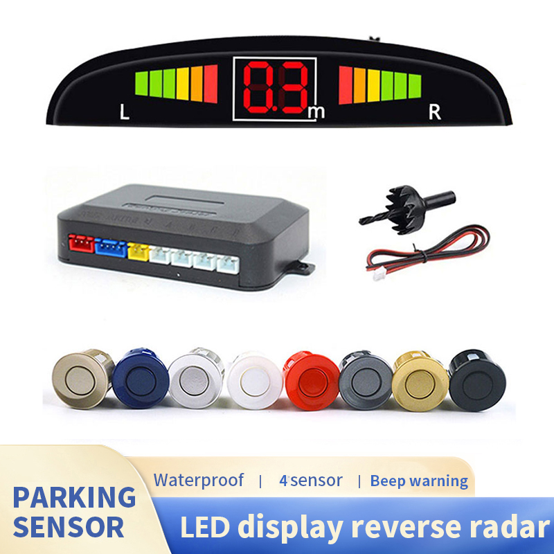 Infrared Obstacle Sensor - 車載LEDデジタルスクリーン駐車センサーキット、バックライトディスプレイ付きスイッチ、4センサー、22mmリバースレーダーモニター検出システム