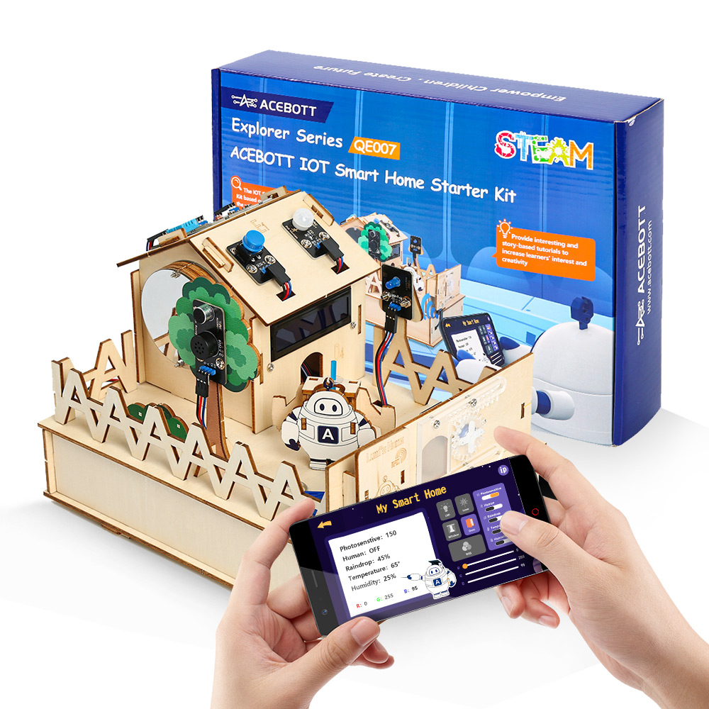 Microbit Robot - Arduino用スマートホームキット,ロボットスターター,自動化プロジェクト,ESP32用木造住宅学習キット,ACEBOTT-DIY