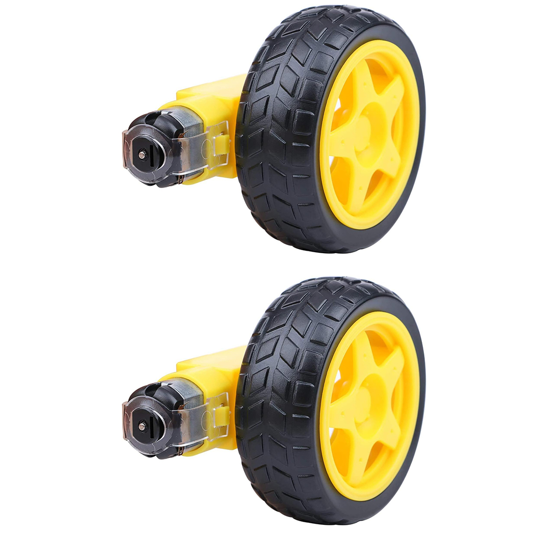 Microbit Robot - 2個入り TTモーター（リード線付き）、DCモーター DC 3-6V ギアボックスモーター デュアルシャフト